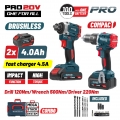 BORMANN Pro BBP5465X44T2CA Σετ Compact Brushless Κρουστικό Δραπανοκατσάβιδο &amp; Μπουλονόκλειδο 2σε1 - Set Cordless Tools